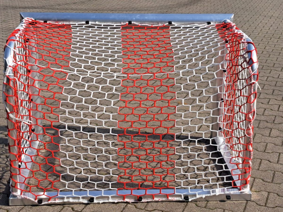 Mini Fußballtor 1,2x0,8m zweifarbiges Tornetz rot weiß
